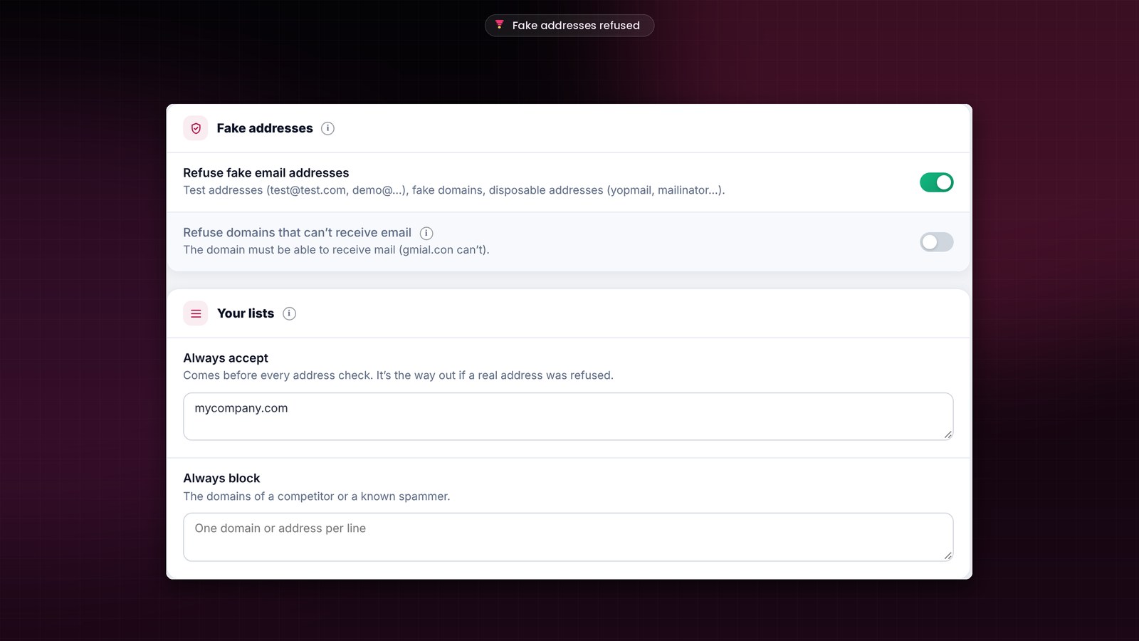 The Sign-ups settings screen in FunnelCart